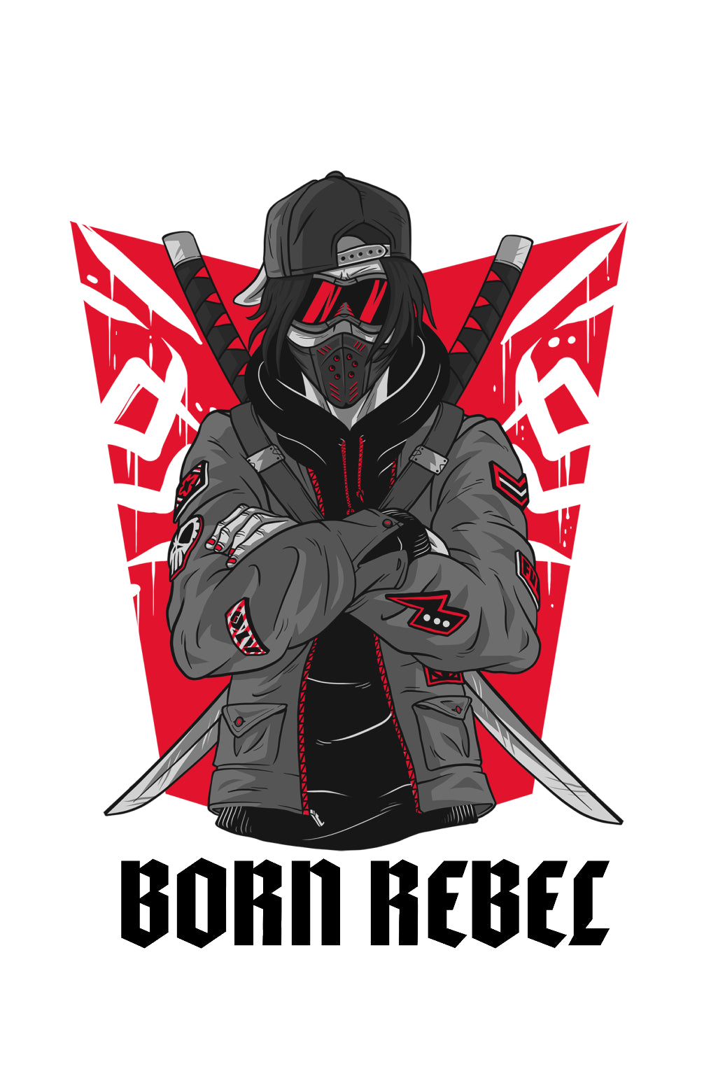 Born Rebel - White Gym Hoodies for Men (Printed on Front and Back, both)