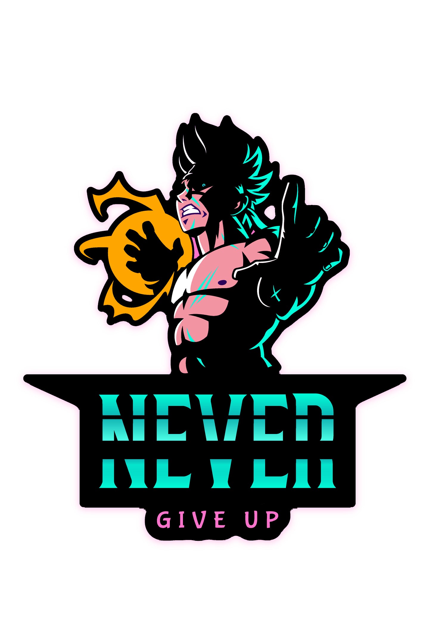 Never Give Up - White Gym Hoodies for Men (Printed on Front and Back, both)