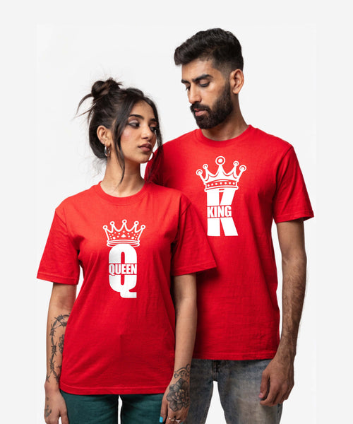 King & Queen - Red Couple T-shirts (Pack of 2)