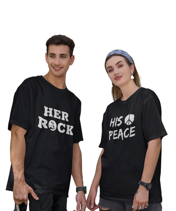 Her Rock v. His Peace - Oversized Drop Shoulder T-Shirt (pack of 2)