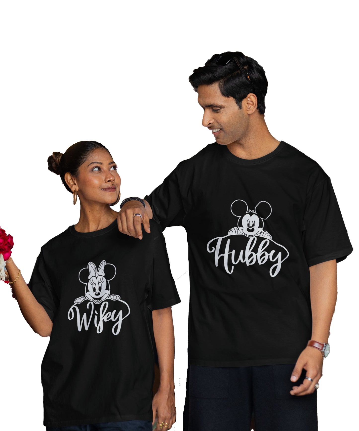 Hubby & Wifey - Oversized Drop Shoulder T-Shirt (pack of 2)