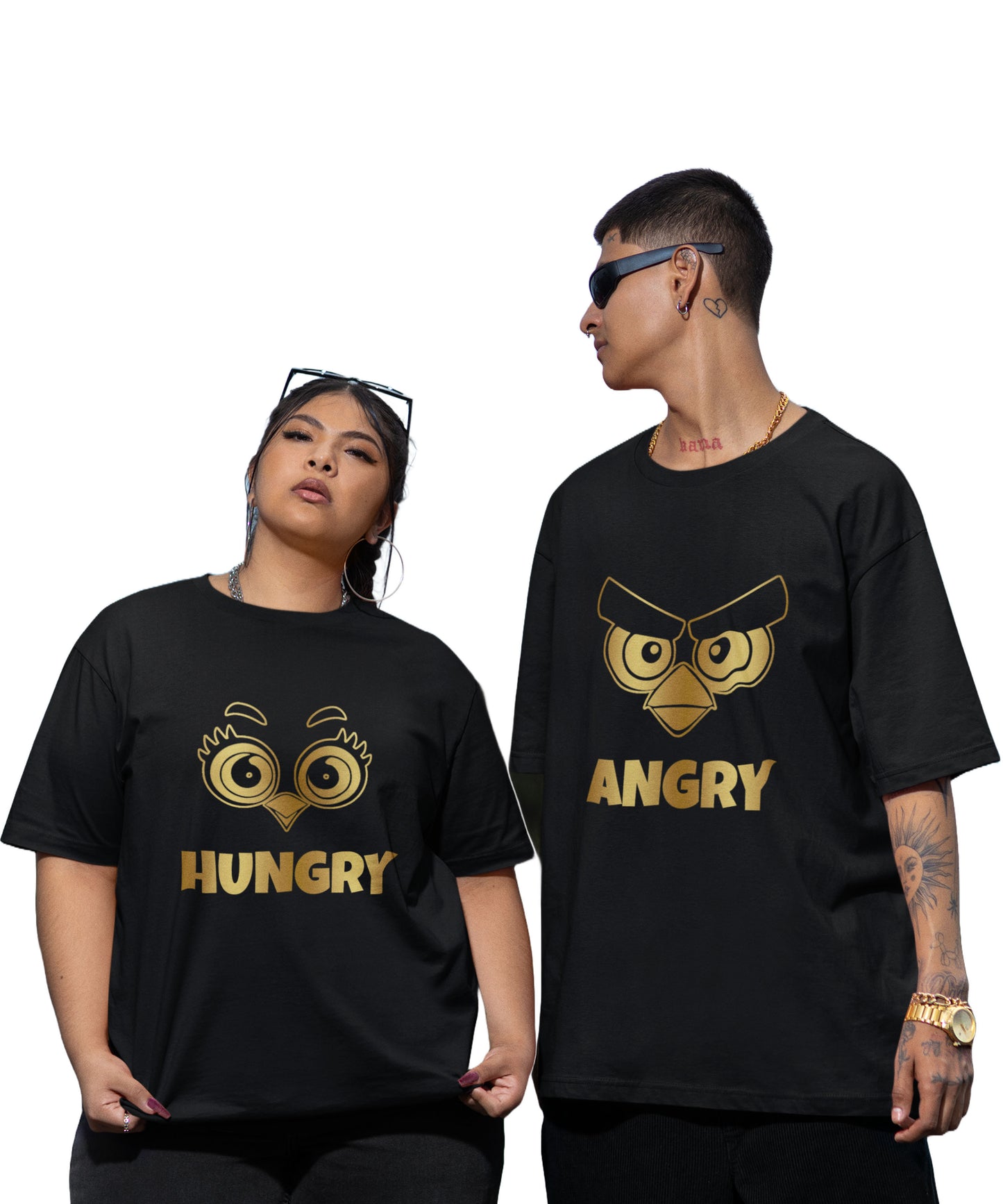 Angry v. Hungry - Oversized Drop Shoulder T-Shirt (pack of 2)