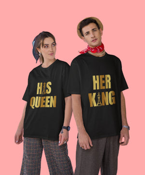Her King v. His Queen - Oversized Drop Shoulder T-Shirt (pack of 2)