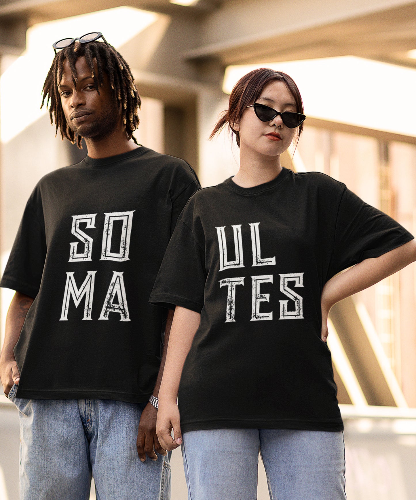 Soul Mates - Oversized Drop Shoulder T-Shirt (pack of 2)