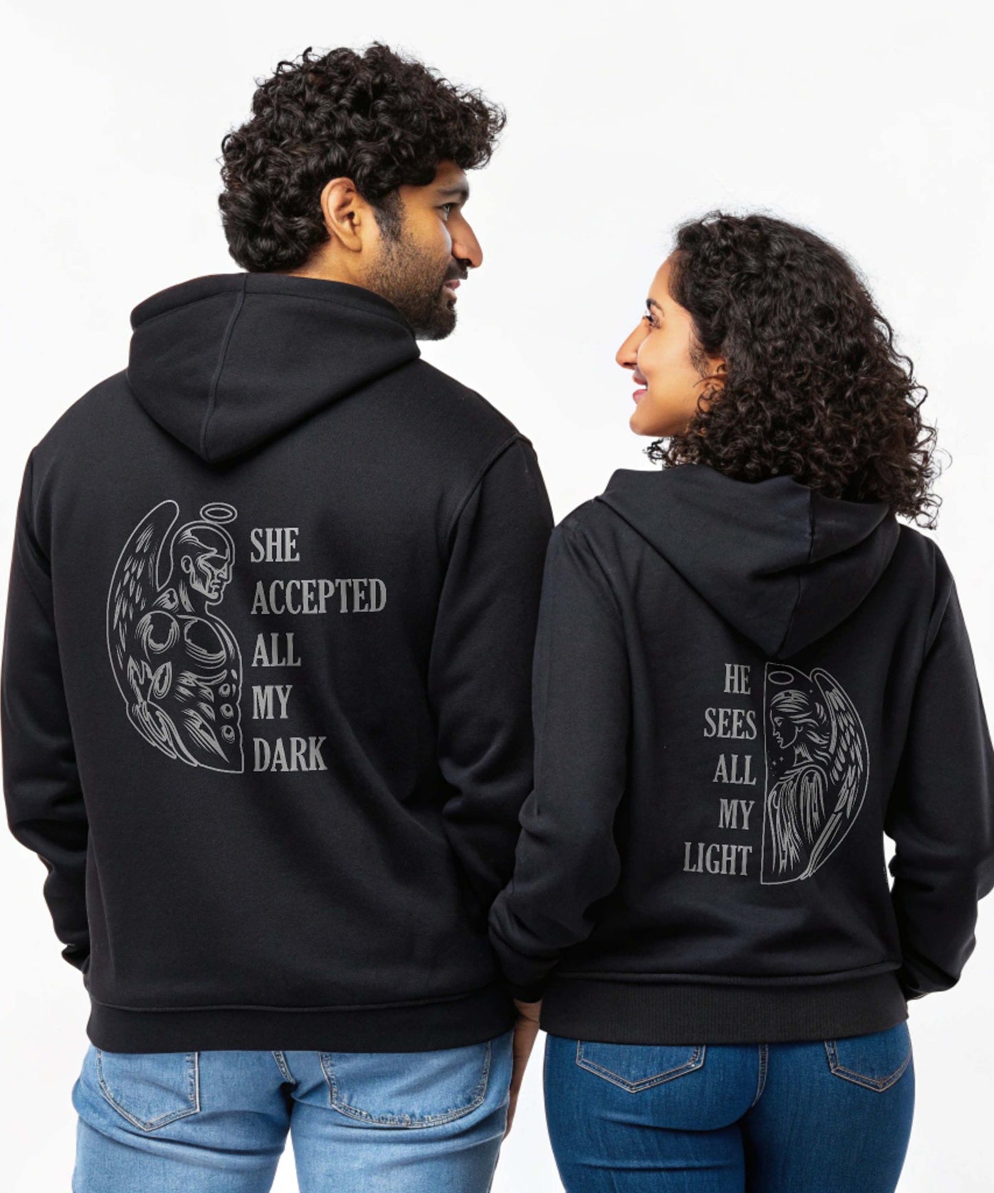 Dark vs Light - Couple Hoodies Both side Printed (pack of 2)