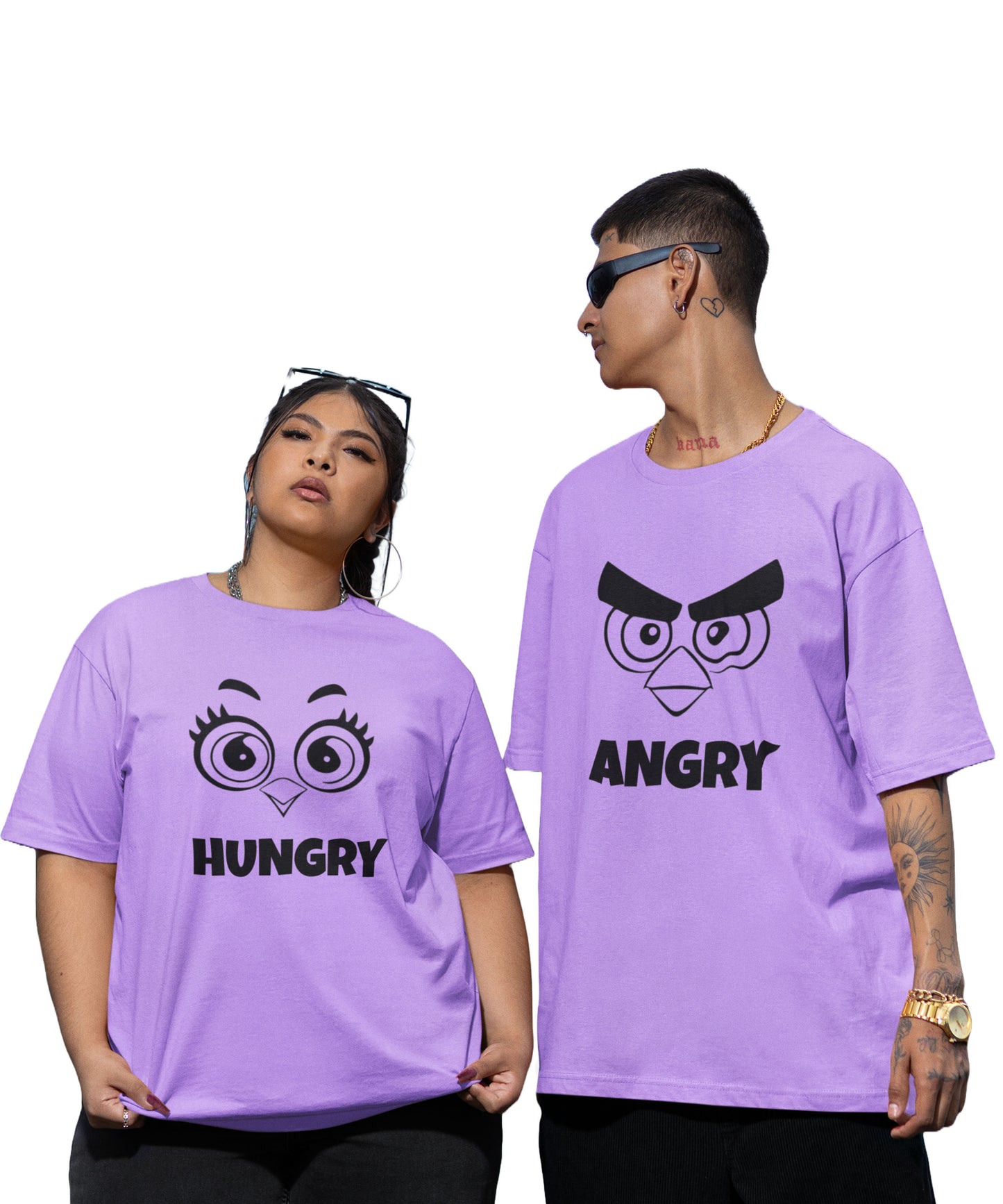 Angry v. Hungry - Oversized Drop Shoulder T-Shirt (pack of 2)