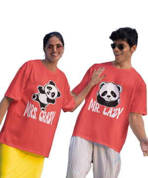 Mr. Lazy v. Mrs. Crazy - Oversized Drop Shoulder Red T-Shirt (pack of 2)