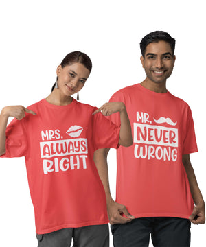 Never Wrong v. Always Right - Oversized Drop Shoulder Red T-Shirt (pack of 2)
