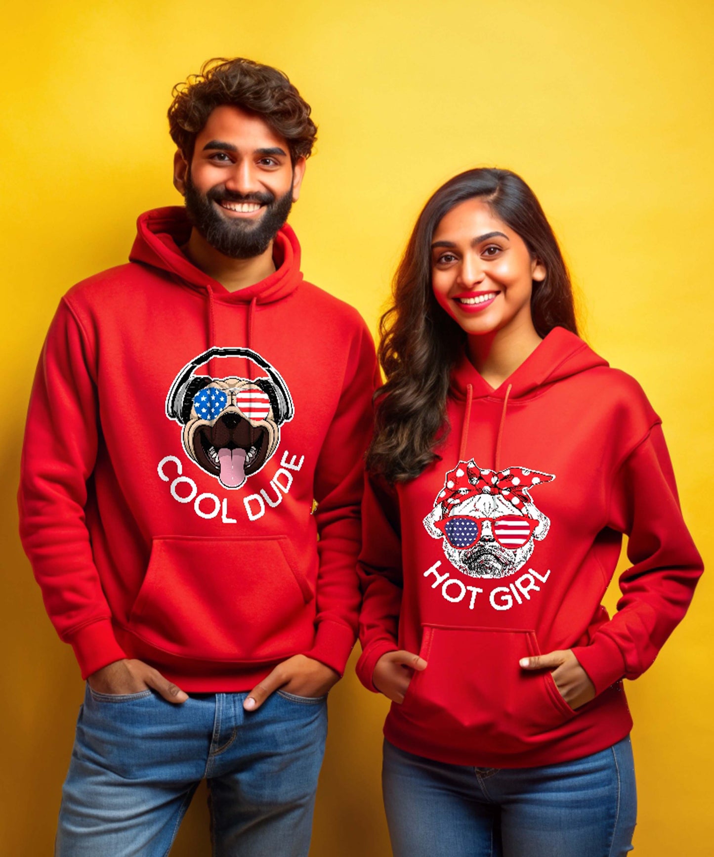 Cool Dude  v. Hot Girl - Couple Hoodies (pack of 2)