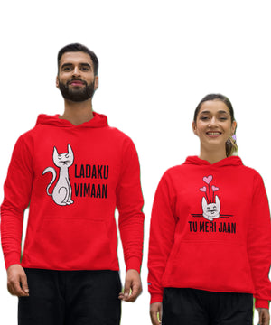 Ladaku Viman Funny Cat - Couple Hoodies (pack of 2)