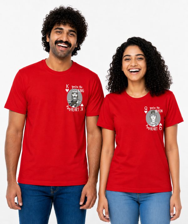King & Queen of Hearts - Couple T-shirts (Pack of 2)