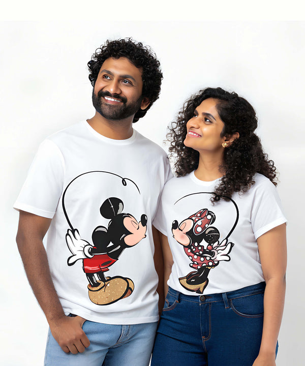 Cute Kissing - Couple White T-shirts (Pack of 2)