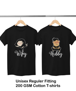 Hubby & Wifey Yoga Lovers - Couple T-shirts (Pack of 2)