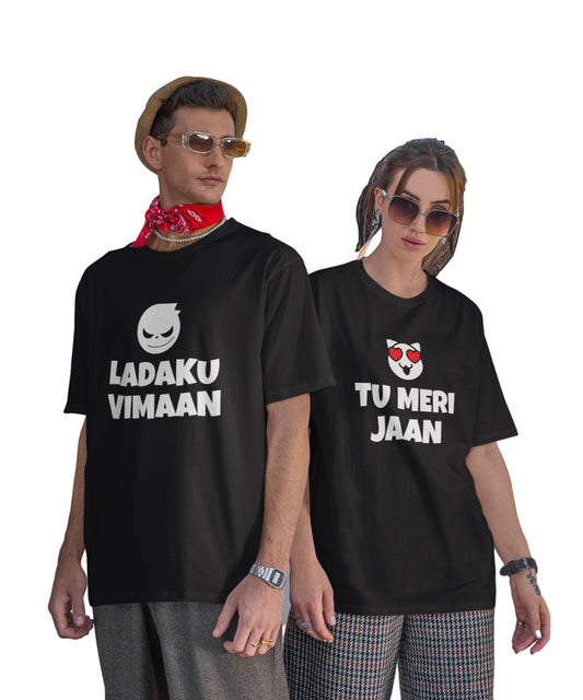 Ladaku Viman v. Tu Meri Jaan - Oversized Drop Shoulder Red T-Shirt (pack of 2)