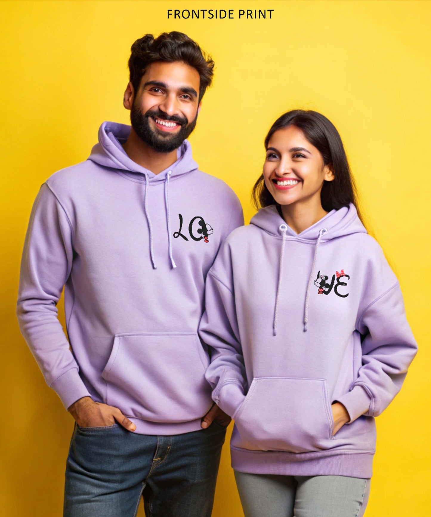 LO VE - Couple Hoodies Both side Printed (pack of 2)