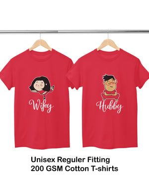 Hubby & Wifey Yoga Lovers - Couple T-shirts (Pack of 2)