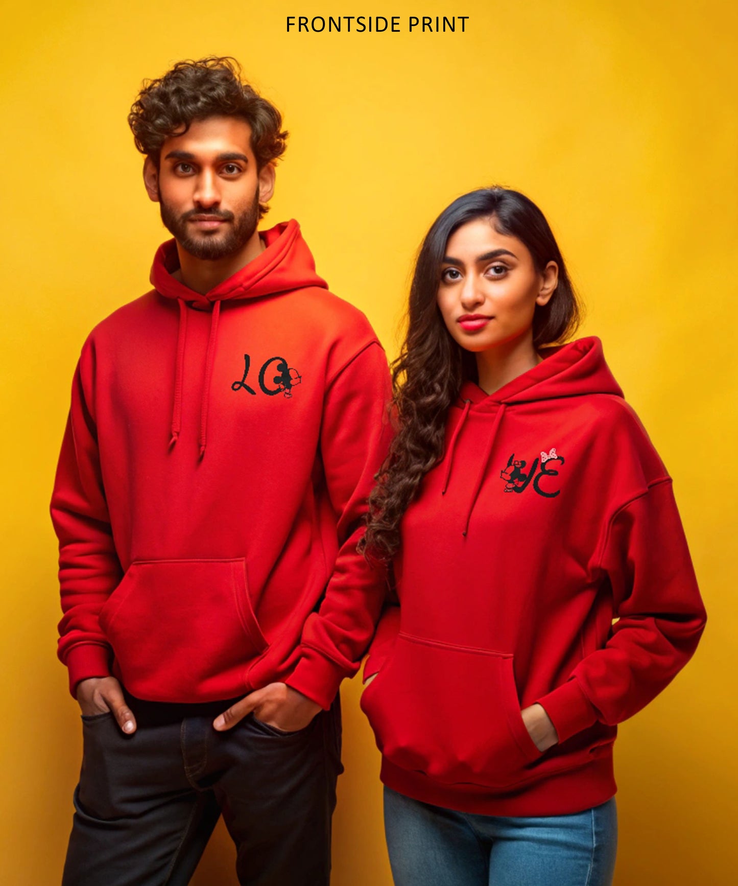 LO VE - Couple Hoodies Both side Printed (pack of 2)