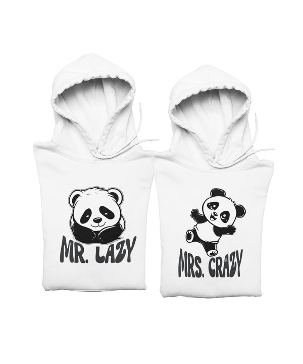 Mr. Lazy & Mrs. Crazy - Matching Couple Hoodies (pack of 2)