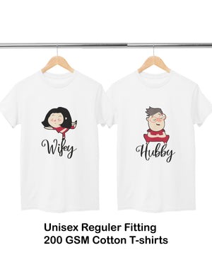 Hubby & Wifey Yoga Lovers - Couple T-shirts (Pack of 2)