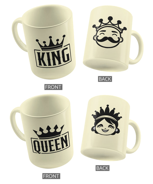 King & Queen - Set of 2 Gifting Mugs (325 ml) for Couple