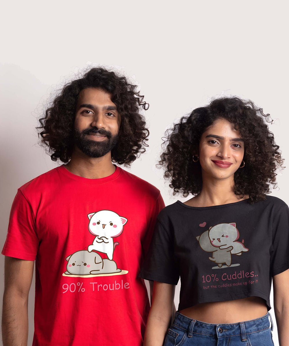 90% Trouble 10% Cuddle - Regular T-shirt (Men) | Crop Top for Women - Letshandcraft