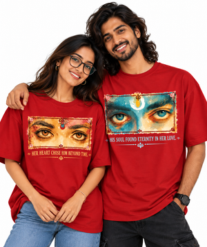 Radha Krishna Eyes - Oversized Drop Shoulder T-Shirt (pack of 2)