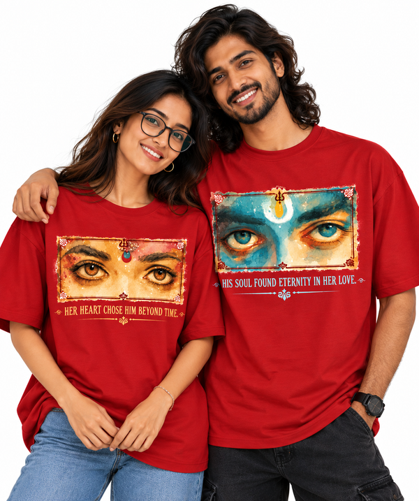 Radha Krishna Eyes - Oversized Drop Shoulder T-Shirt (pack of 2)