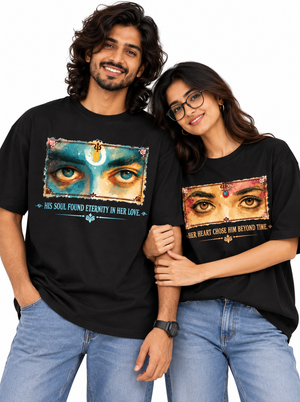 Radha Krishna Eyes - Oversized Drop Shoulder T-Shirt (pack of 2)