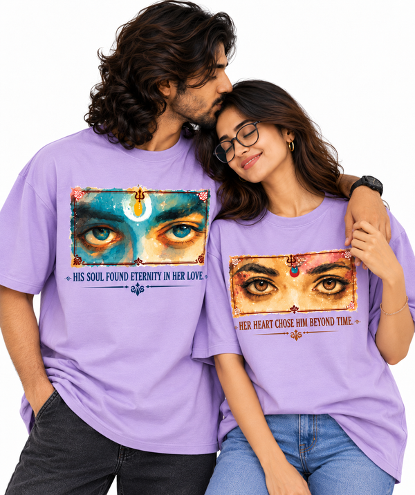 Radha Krishna Eyes - Oversized Drop Shoulder T-Shirt (pack of 2)