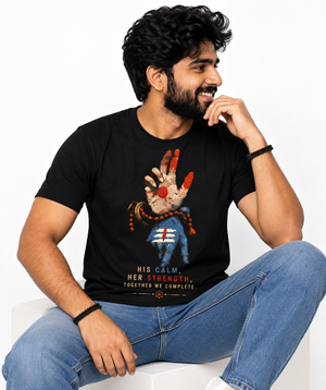 His Calm Her Strength – Men’s Shiv Shakti Graphic T-Shirt