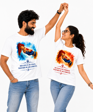 Shiv Parvati Divine Love - Matching Couple T-shirts (Pack of 2)