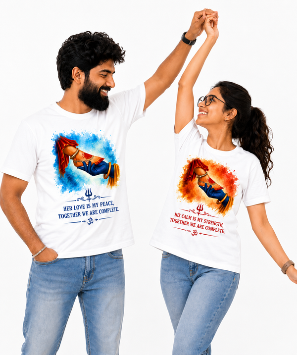 Shiv Parvati Divine Love - Matching Couple T-shirts (Pack of 2)