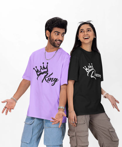 King Queen - Both Side Printed Oversized Drop Shoulder T-Shirt