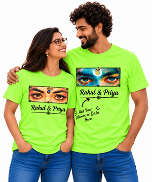 Customised  Radha Krishna Eyes  Couple T-shirts
