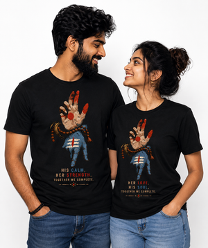 Shiv Parvati Mudra - Matching Couple T-shirts (Pack of 2)
