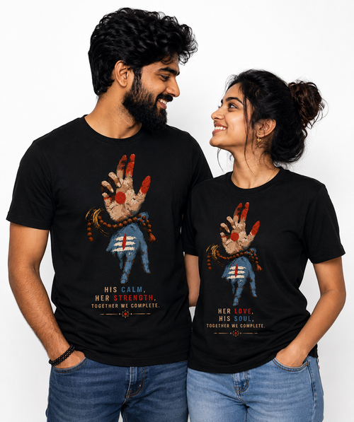 Shiv Parvati Mudra - Matching Couple T-shirts (Pack of 2)