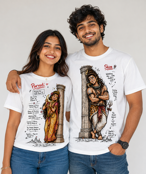 Shiv Parvati Ji - Matching Couple T-shirts (Pack of 2)