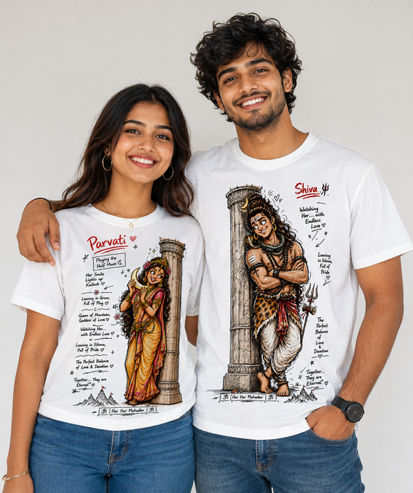 Shiv Parvati Ji - Matching Couple T-shirts (Pack of 2)