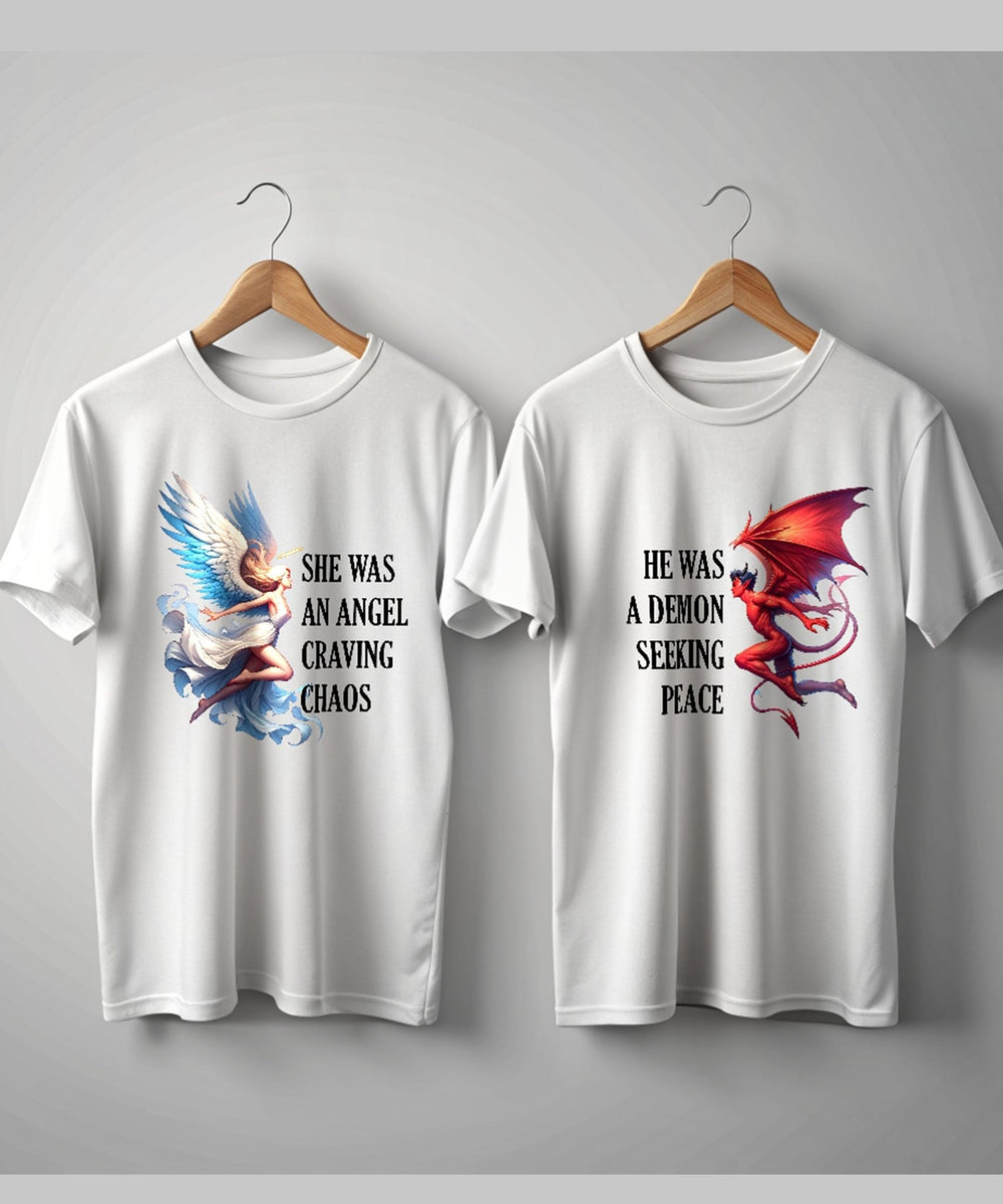 Angel & Demon - Couple T-shirts (Pack of 2) - Letshandcraft
