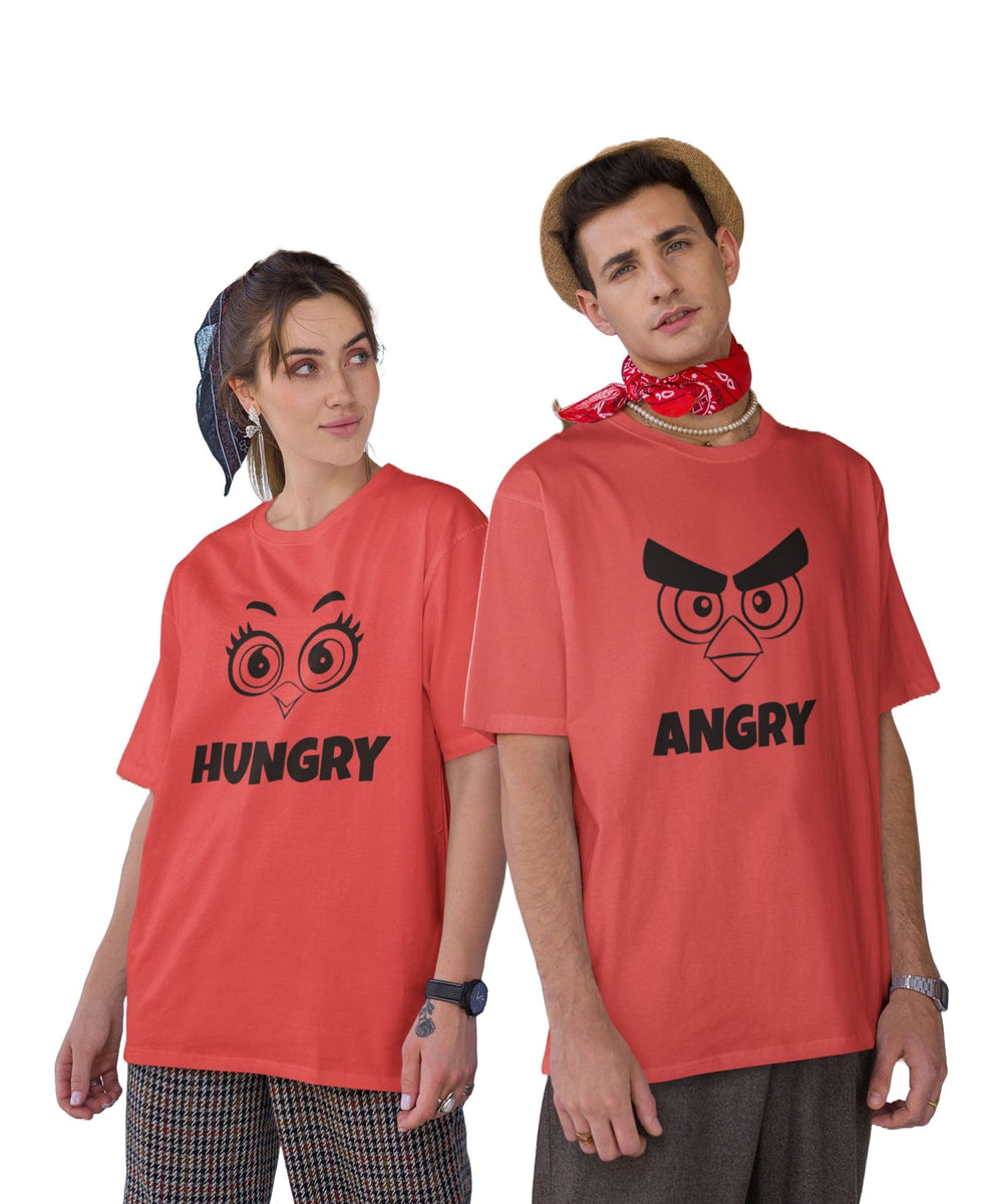 Angry v. Hungry - Oversized Drop Shoulder Red T-Shirt (pack of 2) - Letshandcraft
