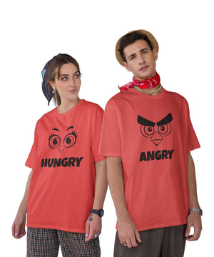 Angry v. Hungry - Oversized Drop Shoulder Red T-Shirt (pack of 2) - Letshandcraft