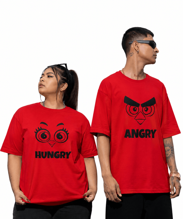 Angry v. Hungry - Oversized Drop Shoulder T-Shirt (pack of 2) - Letshandcraft
