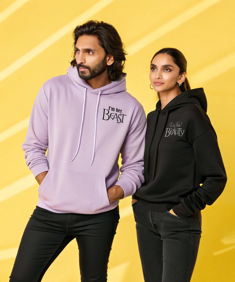 Beast v. Beauty - Couple Hoodies Both side Printed - Letshandcraft