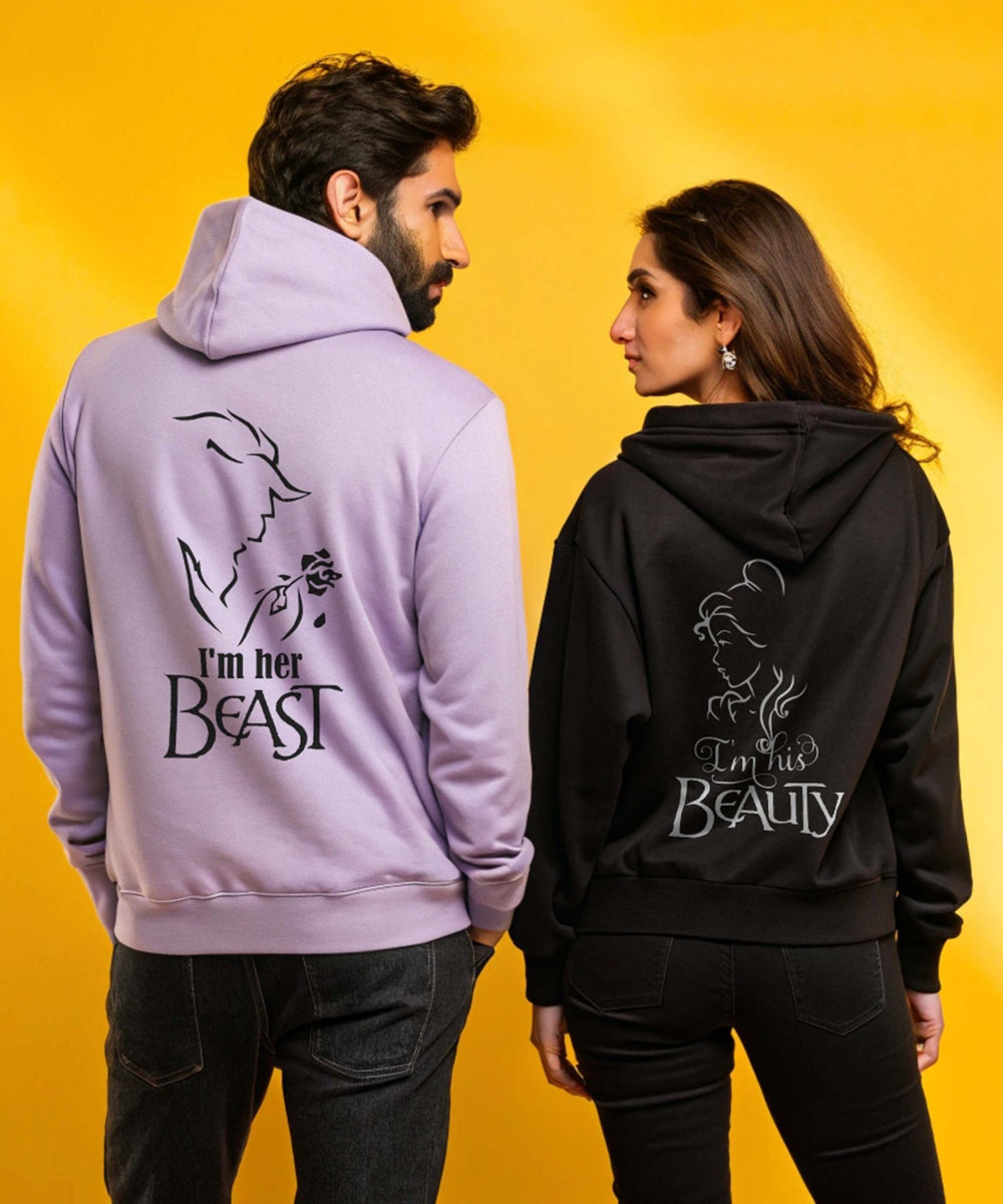 Beast v. Beauty - Couple Hoodies Both side Printed - Letshandcraft