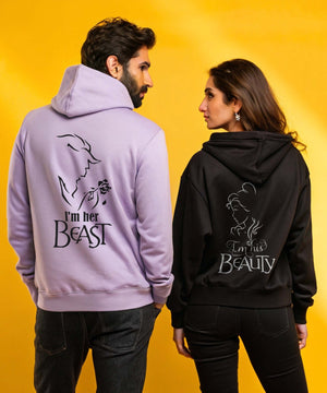 Beast v. Beauty - Couple Hoodies Both side Printed - Letshandcraft