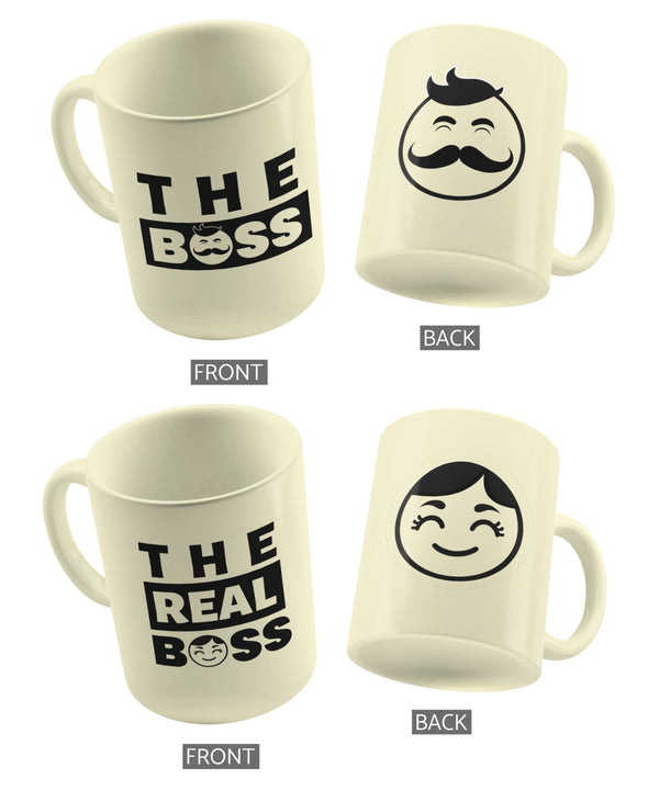 Boss & Real Boss - Set of 2 Gifting Mugs (325 ml) for Couple - Letshandcraft