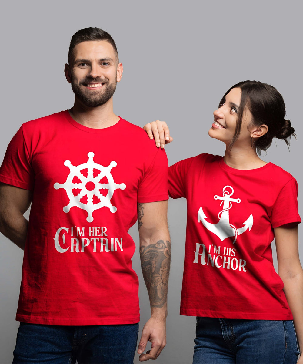 Captain & Anchor - Couple T-shirts (Pack of 2) - Letshandcraft