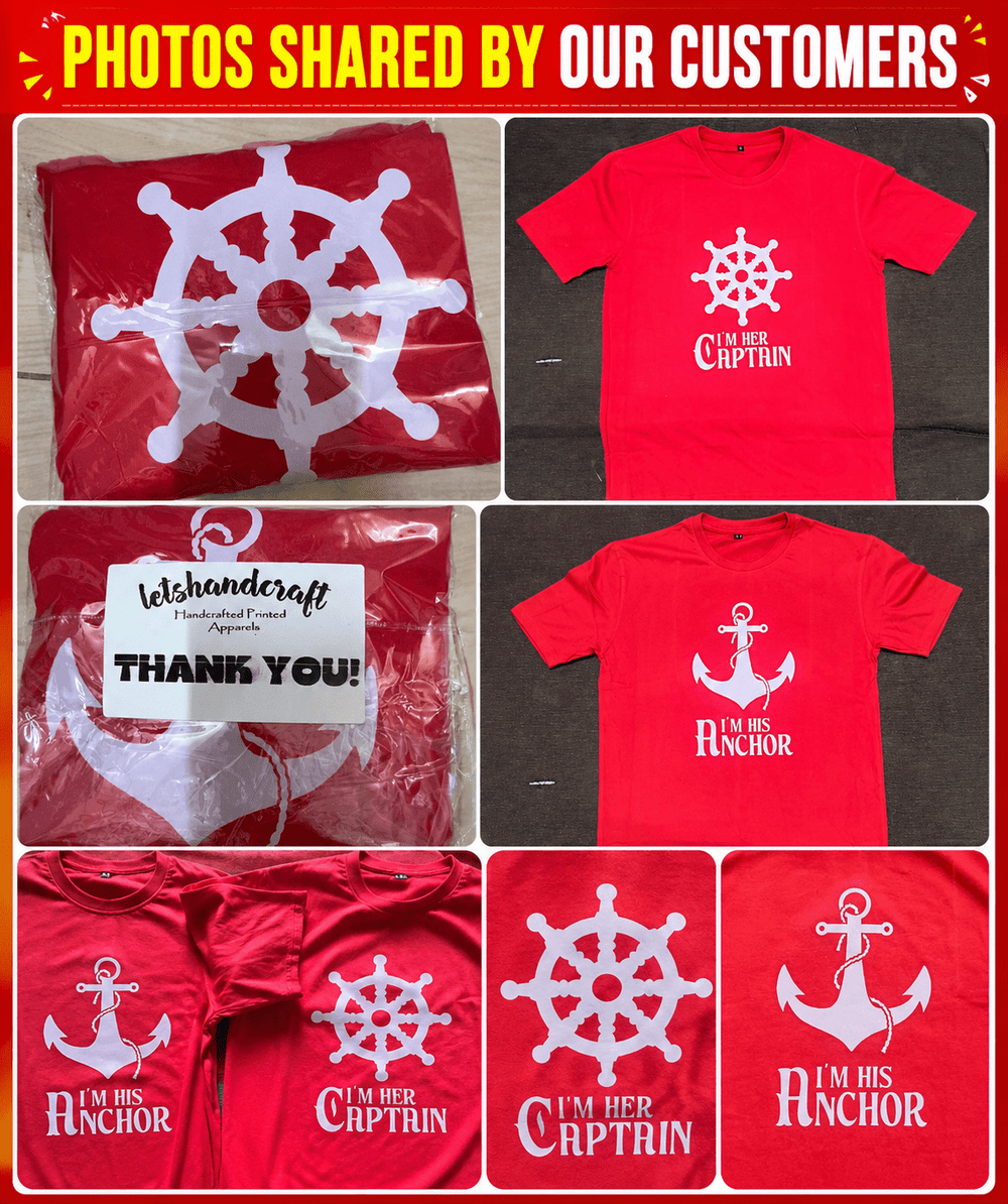 Captain & Anchor - Couple T-shirts (Pack of 2) - Letshandcraft