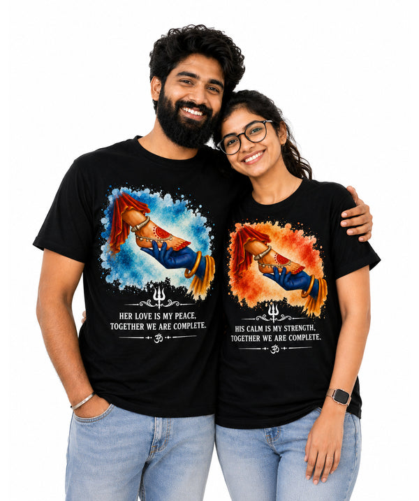 Shiv Parvati Divine Love - Matching Couple T-shirts (Pack of 2)