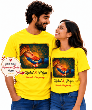 Customised Radha Krishna Couple T-shirts - Letshandcraft